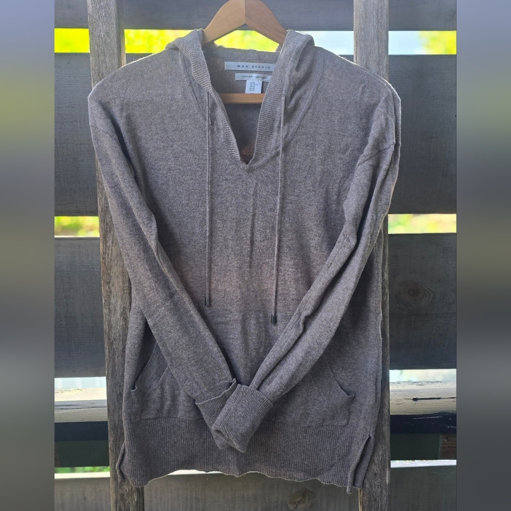 Max Studio Dark Tan Pullover Sweater 100% 2-Ply Cashmere